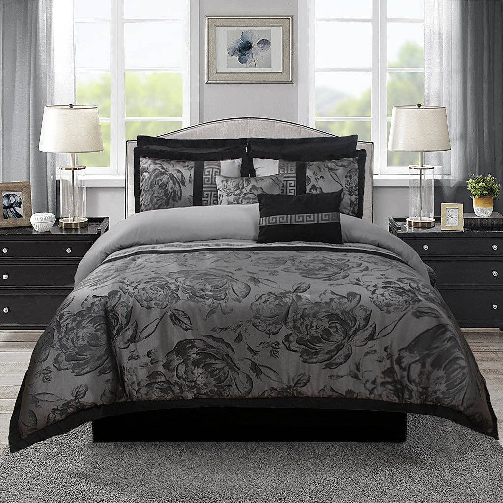 HIG - Wholesale Bedding Set - 8 Piece Jacquard Fabric Patchwork Comforter Set Bed In A Bag-Tang1