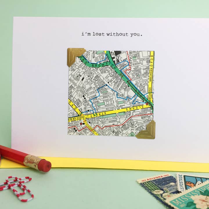 Jag är förlorad utan dig gratulationskort för wholesale av fracas studios.