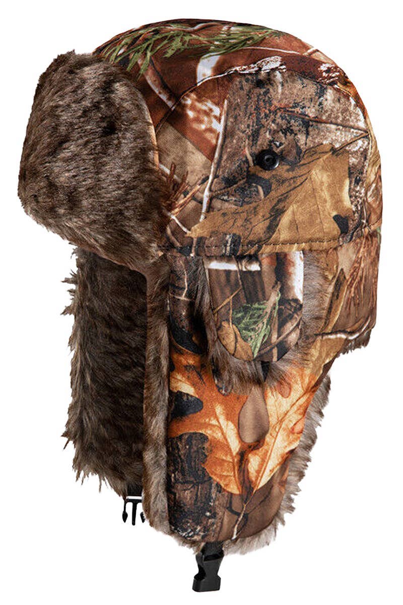 Cap Zone - Wholesale Trapper/Bomber Hat - Unisex - Hunt Camo Faux Fur Lined Bomber Trapper Hat1