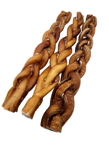 Dibo Pet Foods - Wholesale Pet Treats - Dog - Braided Bully Stick – Low Odor Pizzle – STANDARD - 12"7
