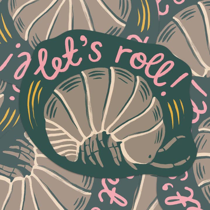 Let's Roll! Woodlouse – Eco-Friendly Sticker for wholesale by Hayley Wells Illustration