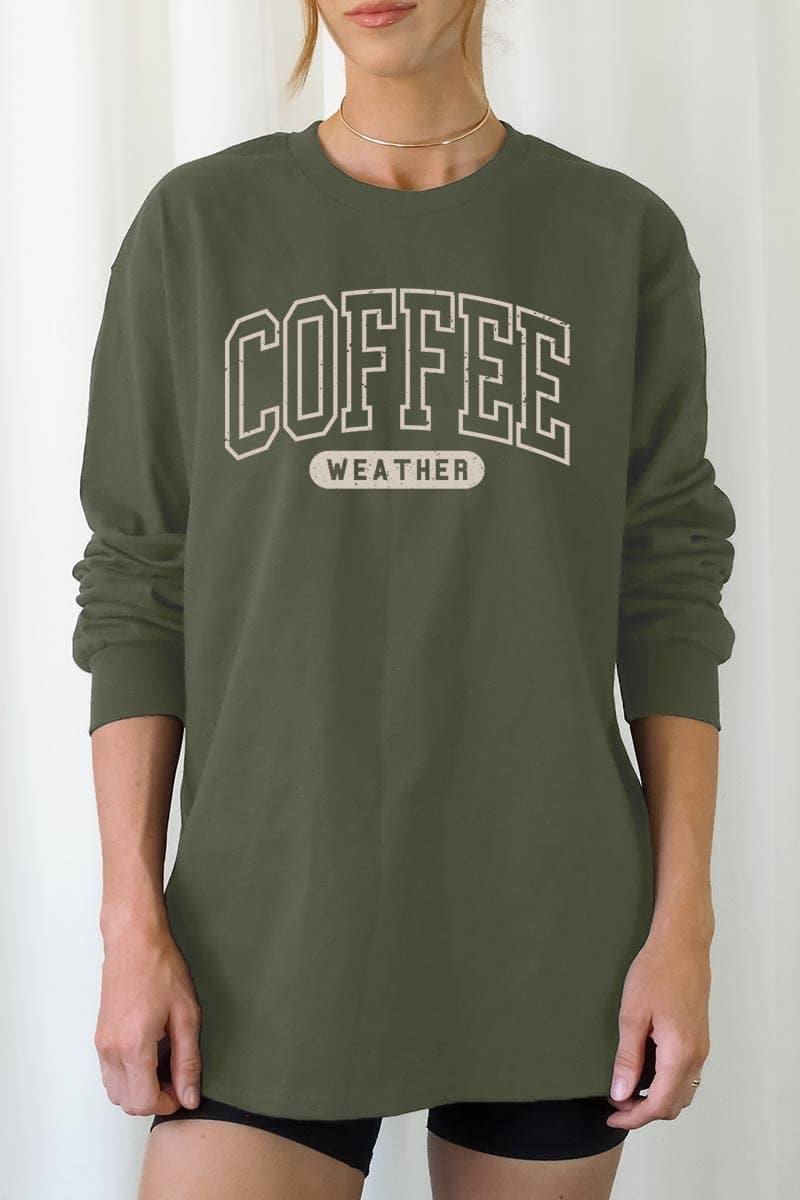 COLORBEAR – wholesale T-shirt (graphic) – women's – Coffee Weather Graphic Plus Long Sleeve Tee9