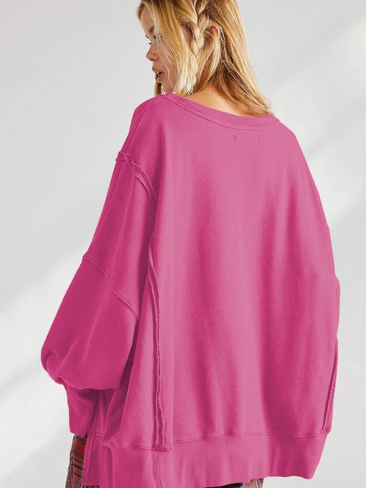 Lily Clothing - Vente Sweat-shirt – femme - Tendance de mode : sweat à capuche fendu, ample et uni.8