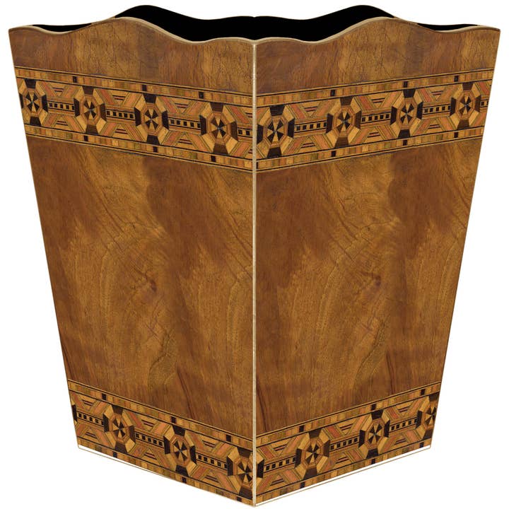Papelera de madera con incrustaciones para venta al por mayor de Marye-Kelley