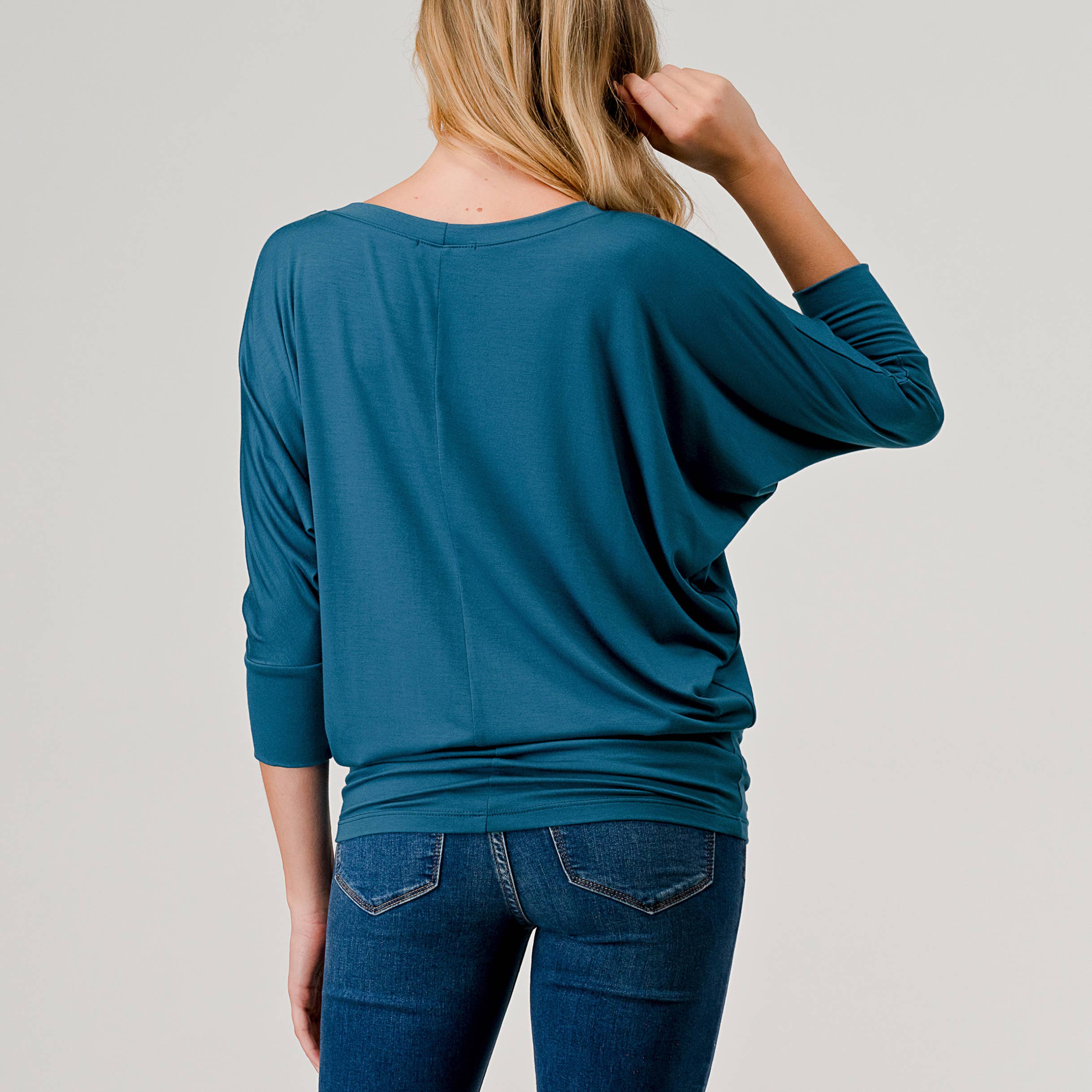 Heimious - Wholesale Knit Top - Women's - 3/4 Dolman Sleeve Round neck Modal Jersey  Top, 25039