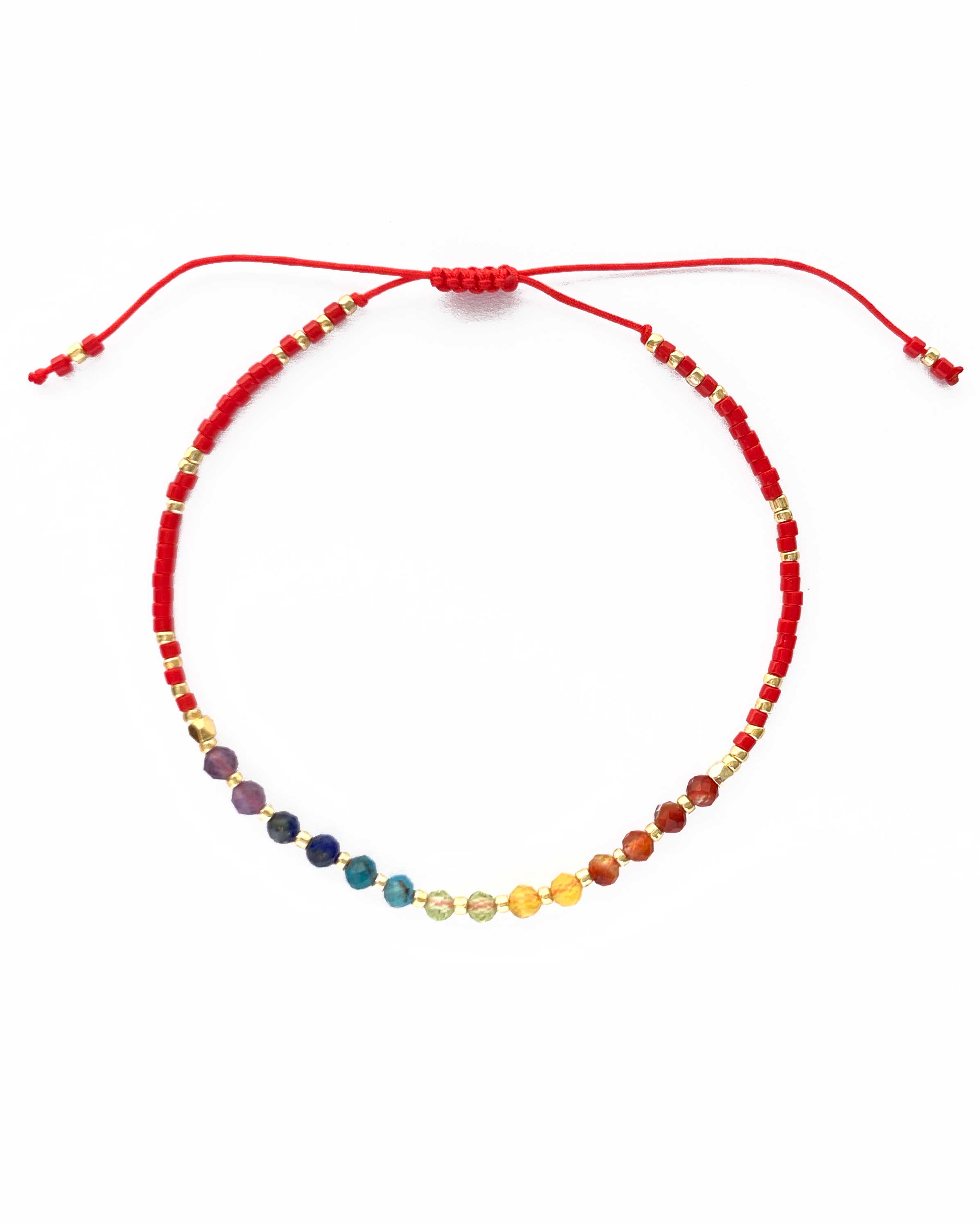 Kindred Row – wholesale Pärlarmband – Chakra regnbåge armband med stapelbara ädelstenar, rött1