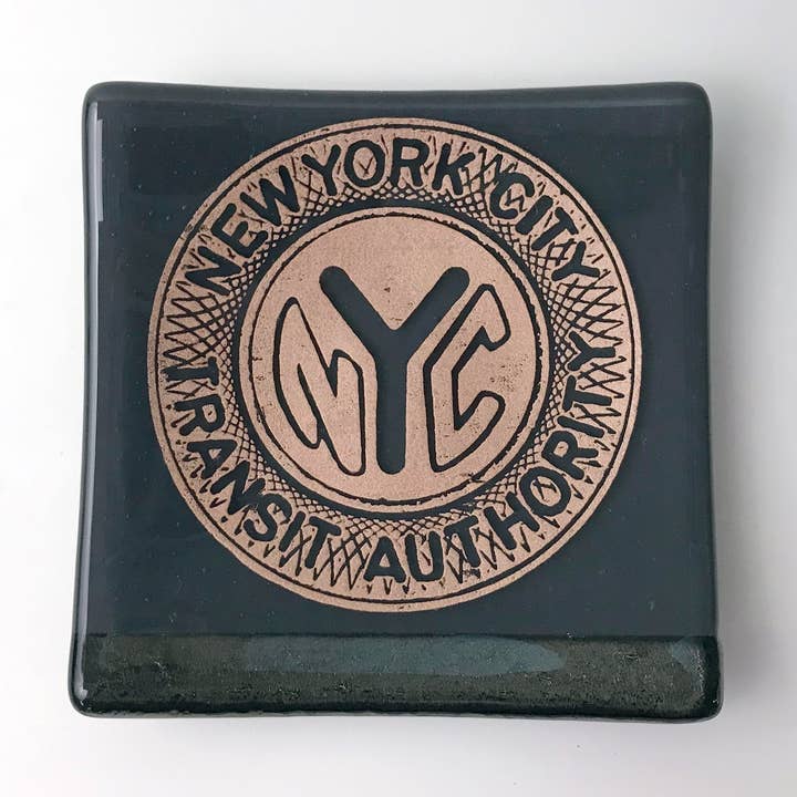 New York City Subway Token Fused Glass 4.5" Catch-All Dish for wholesale by Greetings From - Travel Inspired Goods by Kiku Handmade
