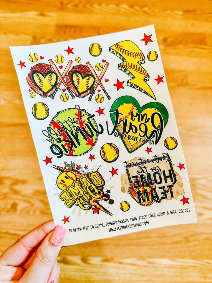 Softball Love Temporary Tattoos for wholesale by Itty Bits Designs