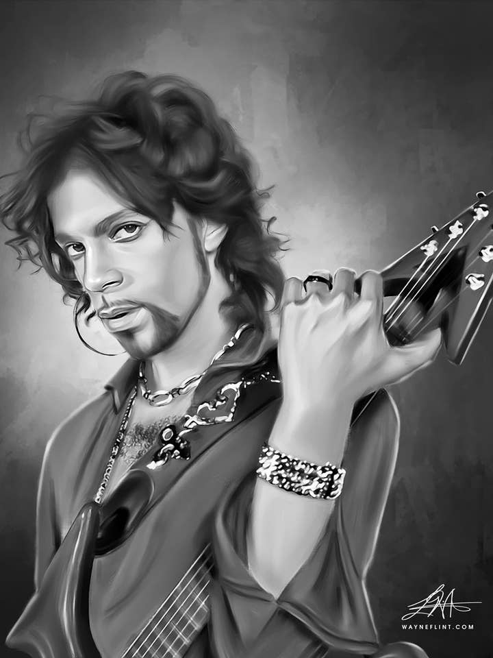 Arte digital Prince Rogers Nelson por Wayne Flint para venta al por mayor de Wayne Flint Digital Portraits