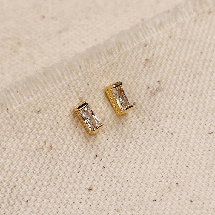 GoldFi - Wholesale Stud/Post Earrings - 18k Gold Filled Baguette Birthstone Stud Earrings
