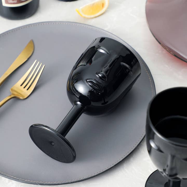 Everest Global - Wholesale Wine Glass - Human Face Black/White Goblet Glasses set of 66