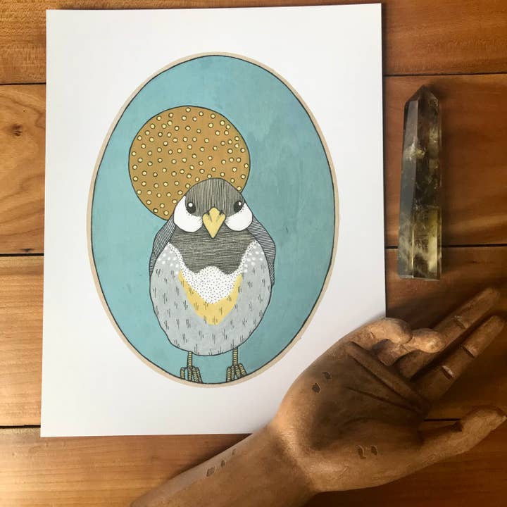 Chickadee Print for wholesale by Dear Darlington