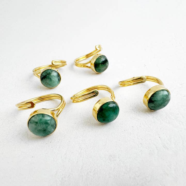 Rustic Gem Jewelry - Wholesale Cocktail/Statement Ring - Emerald Wrap Ring in Gold and Silver