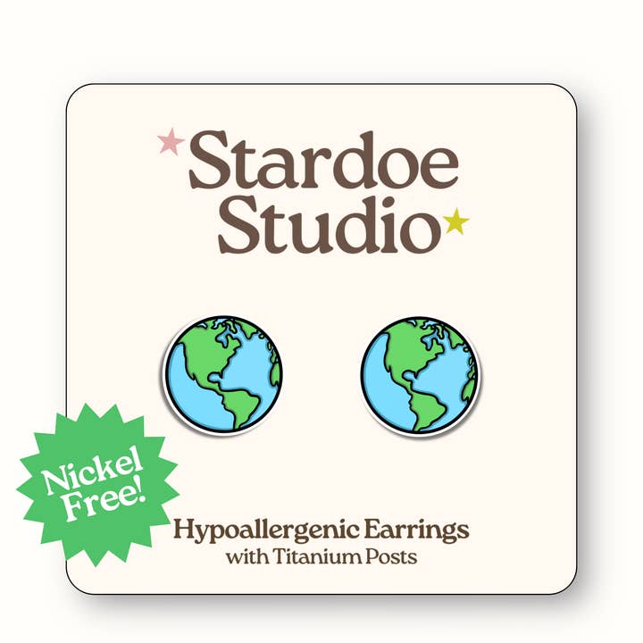Boucles d'oreilles globe terrestre planète pour la vente par Stardoe Studio
