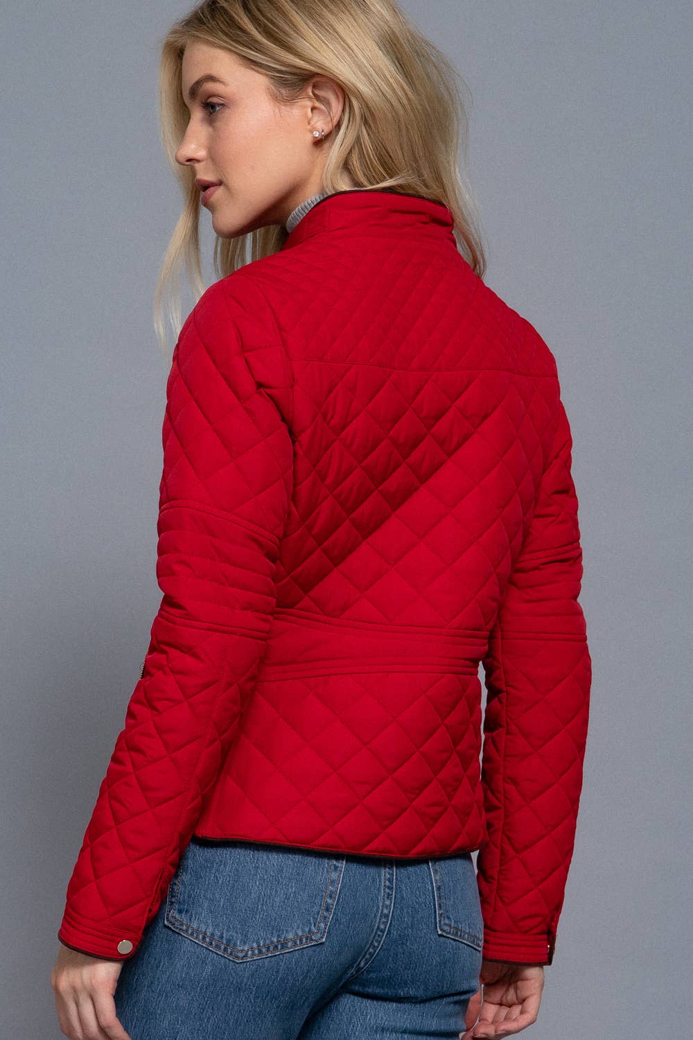 Active Basic | Active USA - Wholesale Pufferjack - Dames - Ribgewatteerde gewatteerde jas van suède met paspeldetails 1