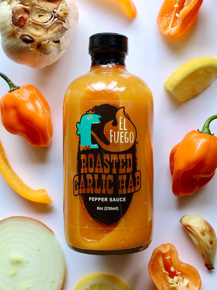 Roasted Garlic Hab Pepper Sauce for wholesale by El Fuego Pepper Sauce