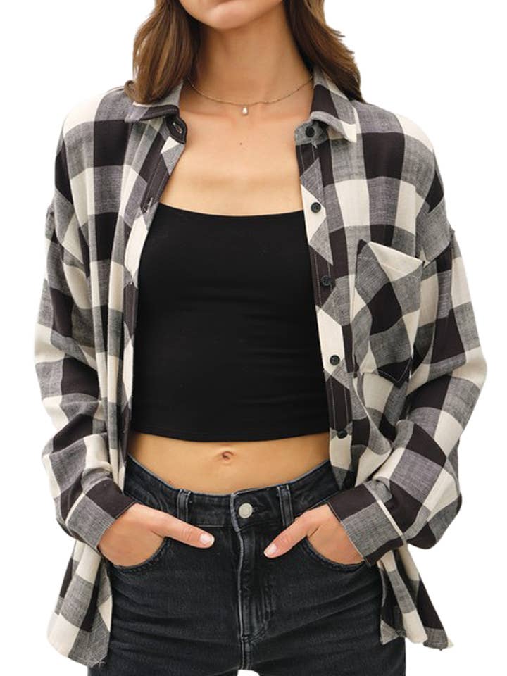 Camisa suave de franela Buffalo Check para venta al por mayor de Vanilla Monkey