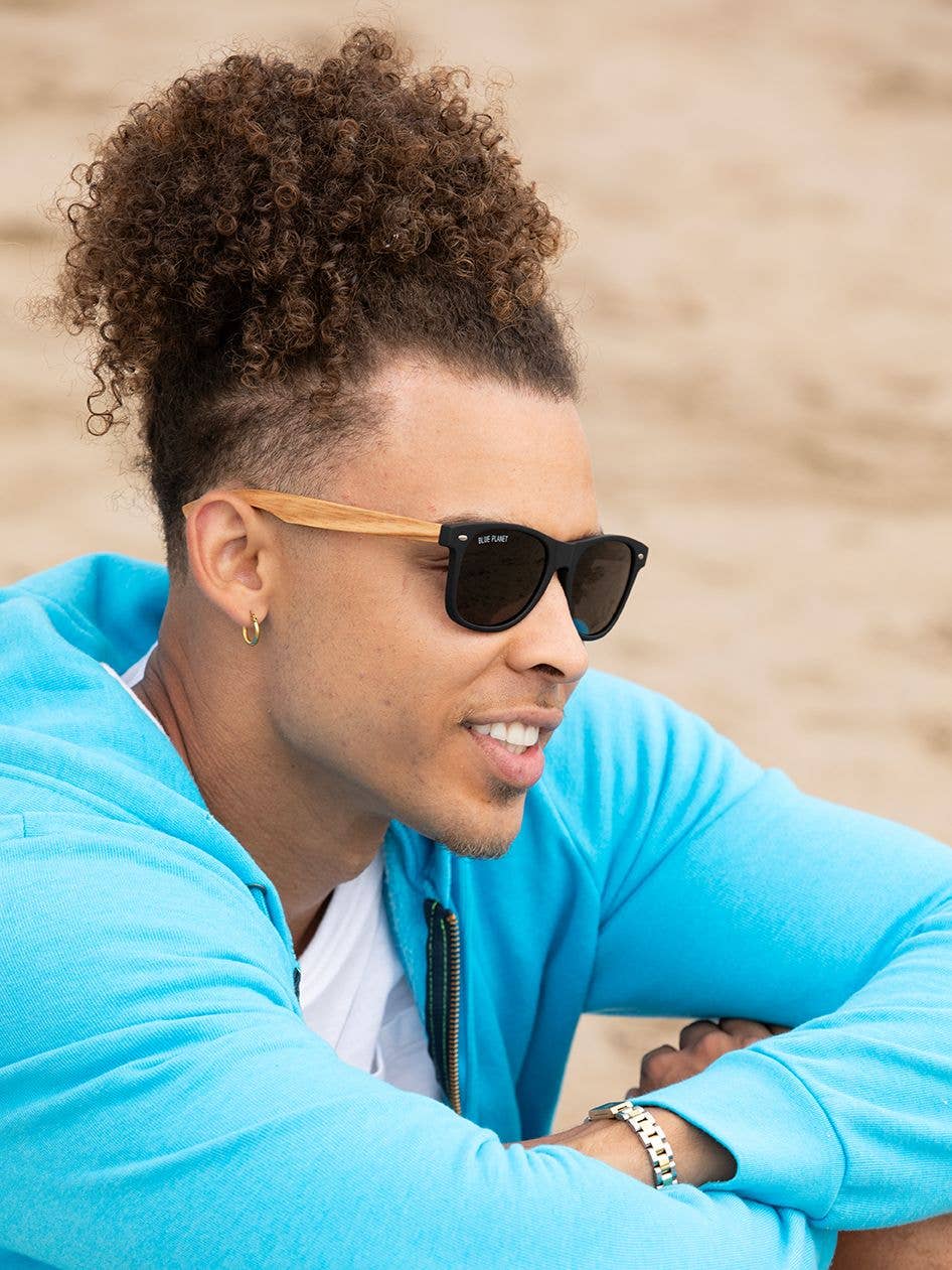 Blue Planet Eco-Eyewear - Vendita all'ingrosso Occhiali da sole - Uomo - Bodie - Onice opaca, legno zebrato, lenti polarizzate fumé2