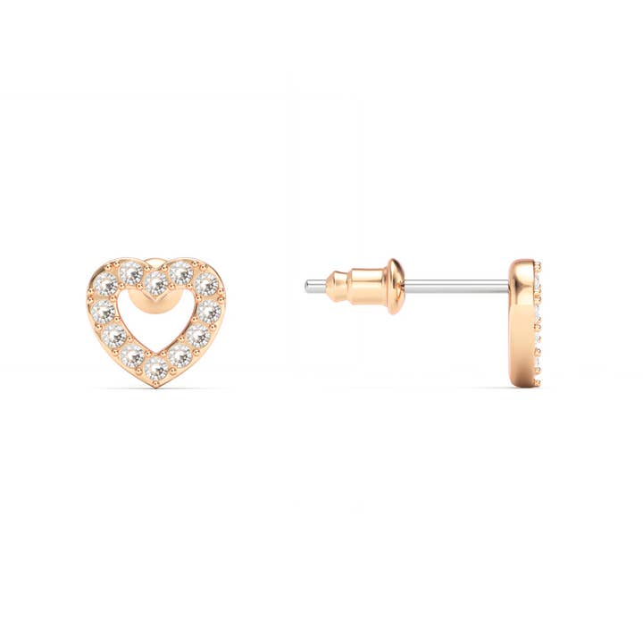My Jewellery Story - Wholesale Stud/post earrings - Open Heart Stud Earrings Clear Crystals Rose Gold Plated1