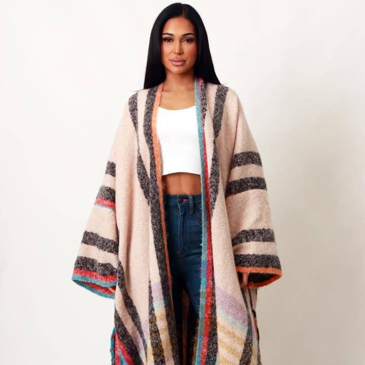 COZY COLORBLOCK CARDIGAN for wholesale by Black Pearl Clothing