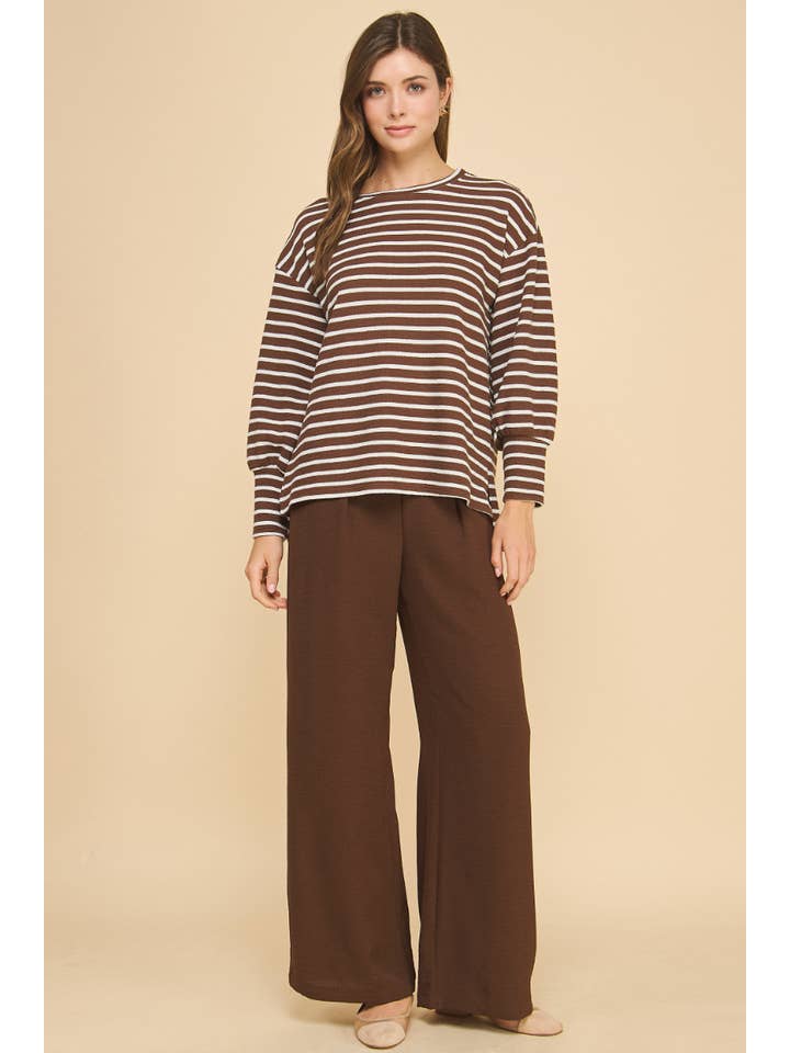 Brun ISP1342A Flowy Bukser Brun for engroshandel på Faire4