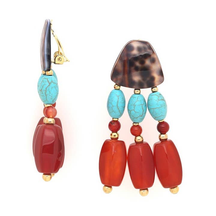 SURABAYA orecchini a clip 3 file per la vendita all'ingrosso da parte di Nature Bijoux