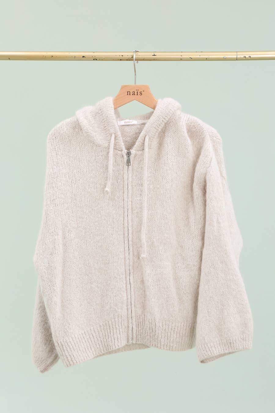 NAÏS PARIS - Vendita all'ingrosso Cardigan - Donna - Cardigan con cappuccio e zip in mohair e lana0