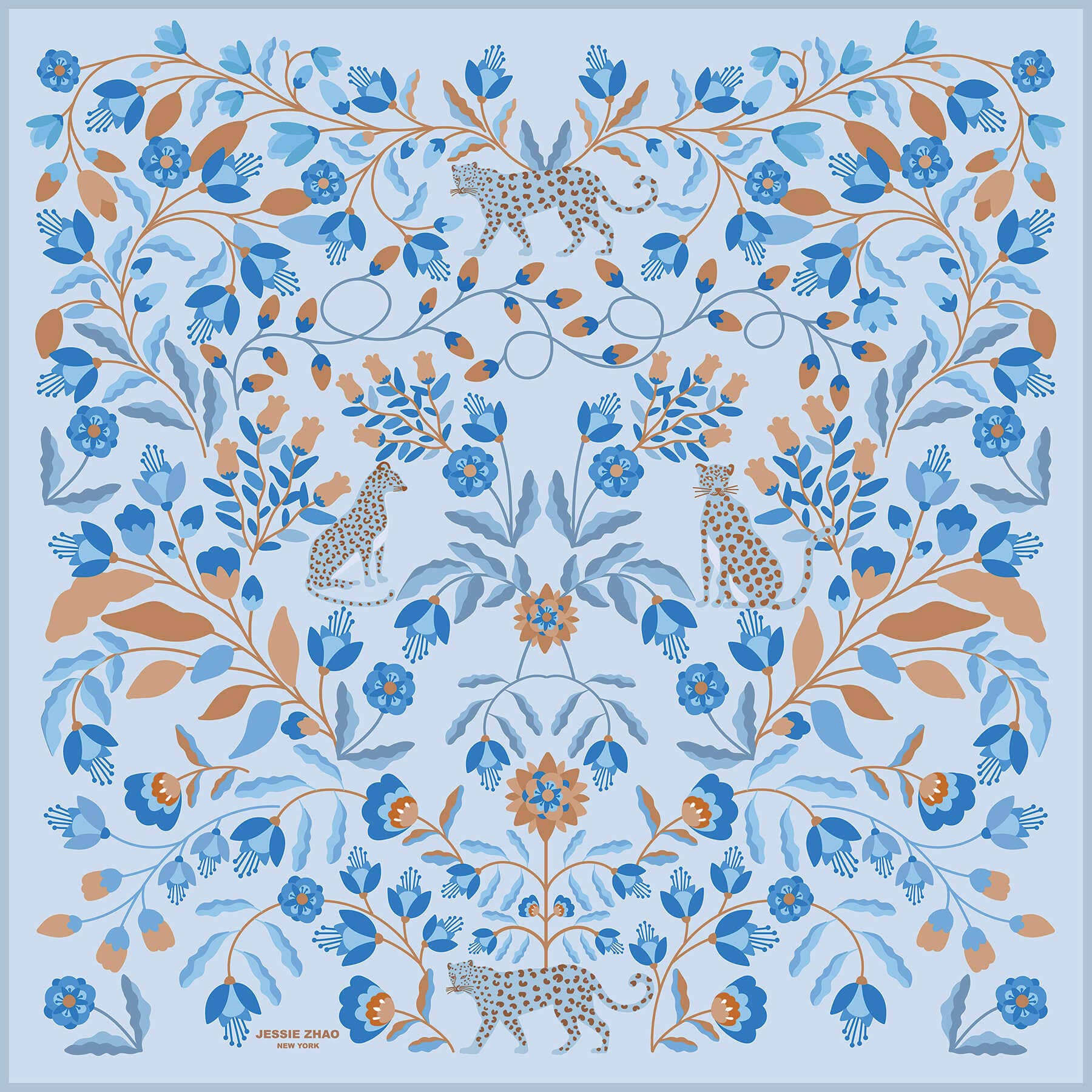 Jessie Zhao New York – wholesale Scarf – Women's – Double Sided Wool Silk Scarf Of Pink Blossom Jungle1