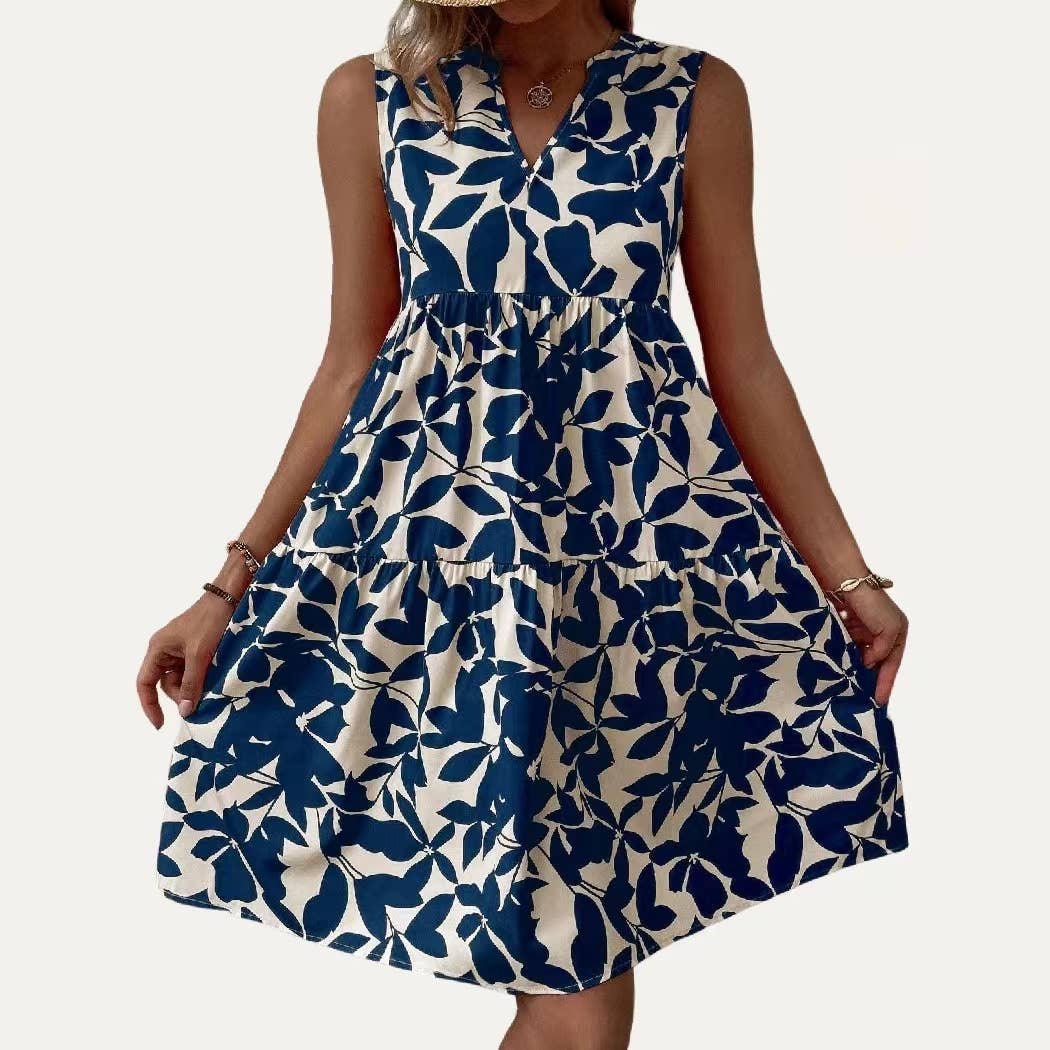 The Moment Collection - Vendita all'ingrosso Vestito - Donna - Mini abito senza maniche con scollo a V con stampa chic1