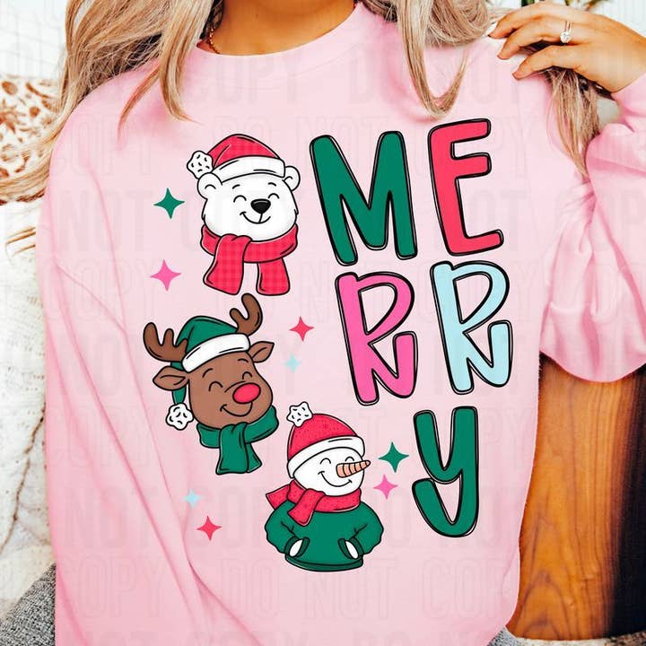 Merry DTF Transfer for wholesale by K and M Designs