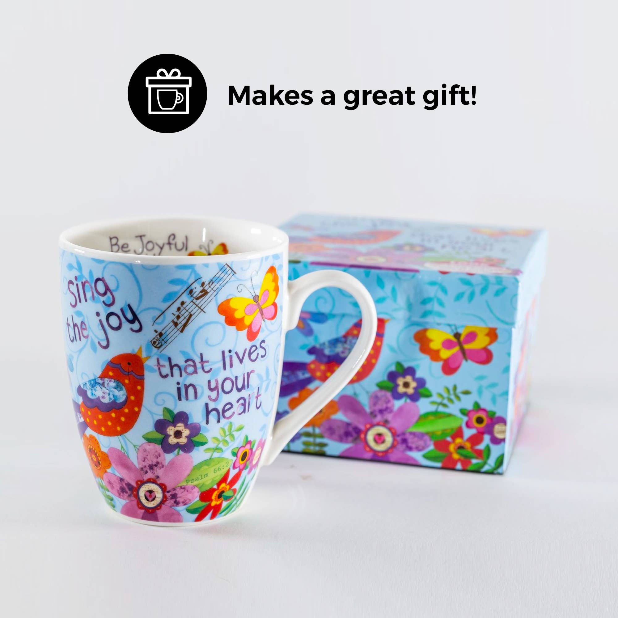 Divinity Boutique - Wholesale Coffee Mug - Sing Joy Bird, Psalm 66: 2 Ceramic Curvy Mug4