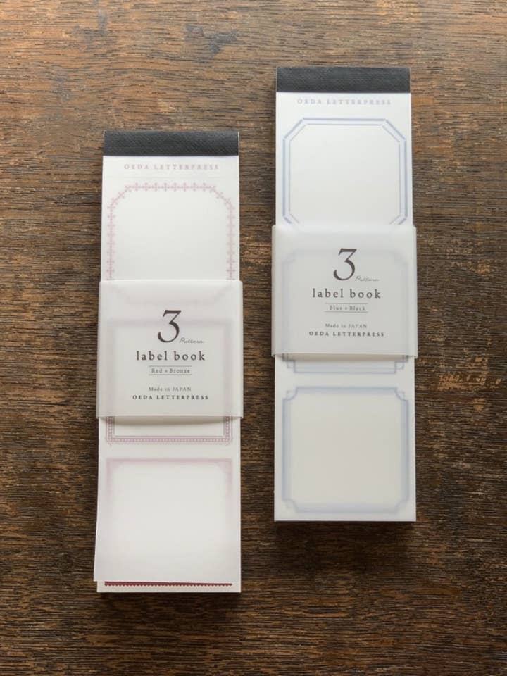 Livre d'étiquettes à motifs 3 LETTERPRESS Rouge/Bronze & Bleu/Noir pour la vente par 「FUNJI」In Japan