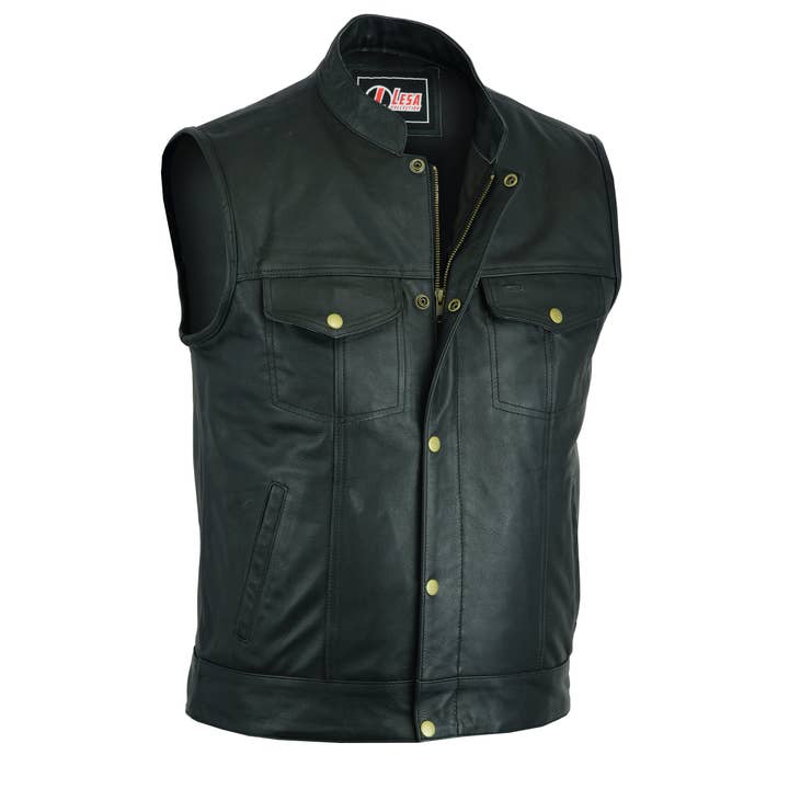 Motorcycle Motorbike Cut-Off Waistcoat Vest Leather Biker for wholesale by Lesa collection