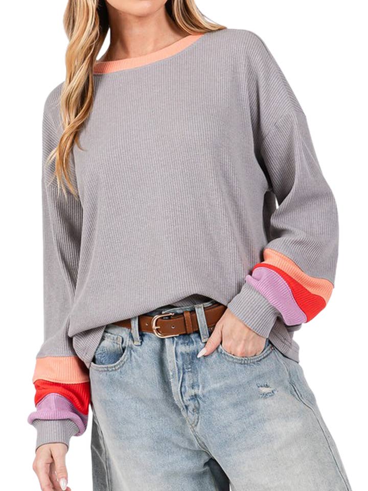 Casual Top Seam Colorblock Raglan Seeves for wholesale by Vanilla Monkey