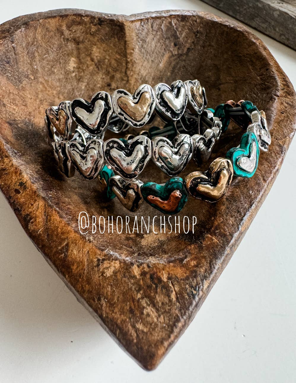 Boho Ranch Shop - Wholesale Beaded Bracelet - Western Boho Heart Stretch Bracelet4