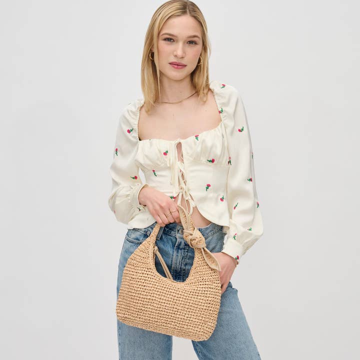 Natural Maple Straw Summer Beach Shoulder Bag for wholesale on Faire