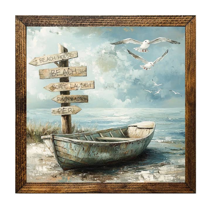 KUNSTNERISK SERIE TIMBERLAND - VASKET OP BÅD RETNINGSSKILT for engroshandel hos Jarmz Designs