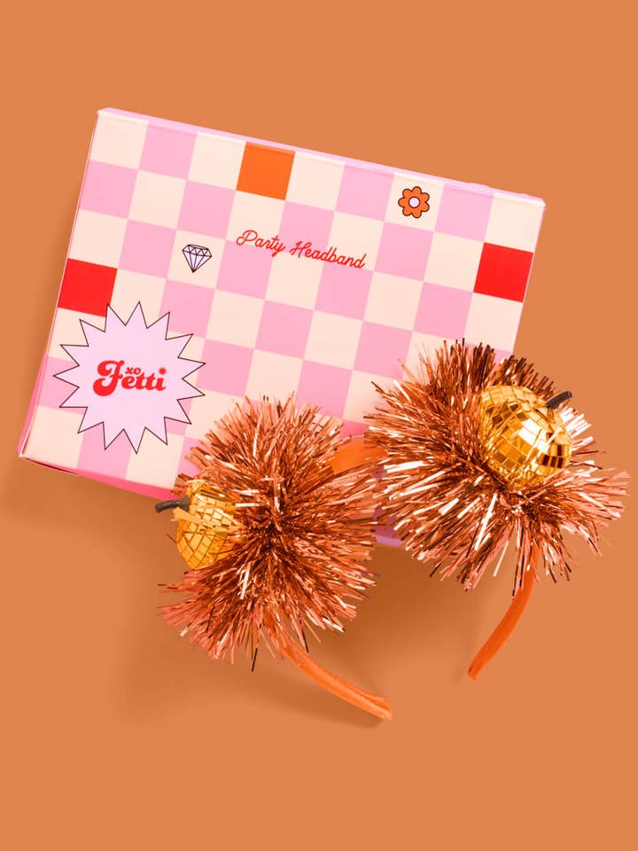 Party Pumpkin Headband - disco + fringe headband, halloween for wholesale by xo, Fetti