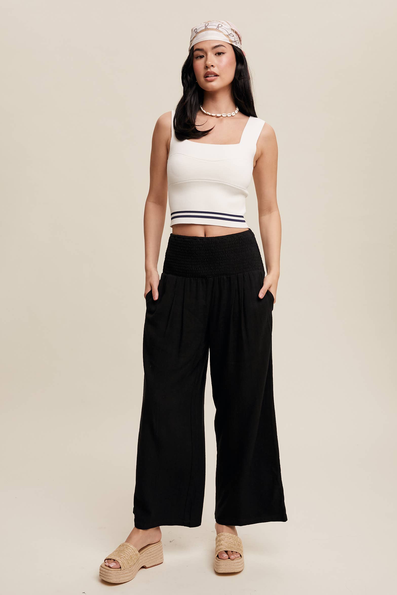 Listicle - Wholesale Pants - Women's - Smocked Waist Wide Leg Pants
Smocked Waist Wide Leg Pants
6