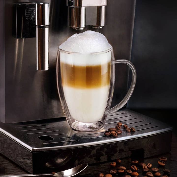 Creano - Wholesale Coffee Mug - Thermal glass with handle DG-SHH 400 ml, set of 6