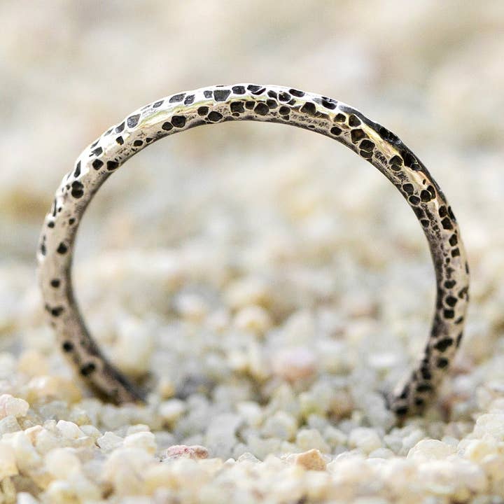 textured round stacking ring for wholesale by Saturate