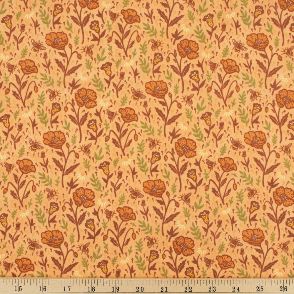 Birch Fabrics – wholesale Tygrulle – Vallmo Peachy Gräsmatta4