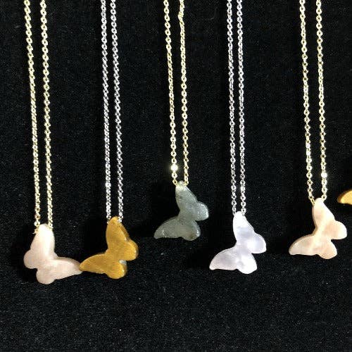 Collana di cristallo a farfalla - Elegante collana di pietre preziose in oro per la vendita all'ingrosso da parte di WHOLIFECO