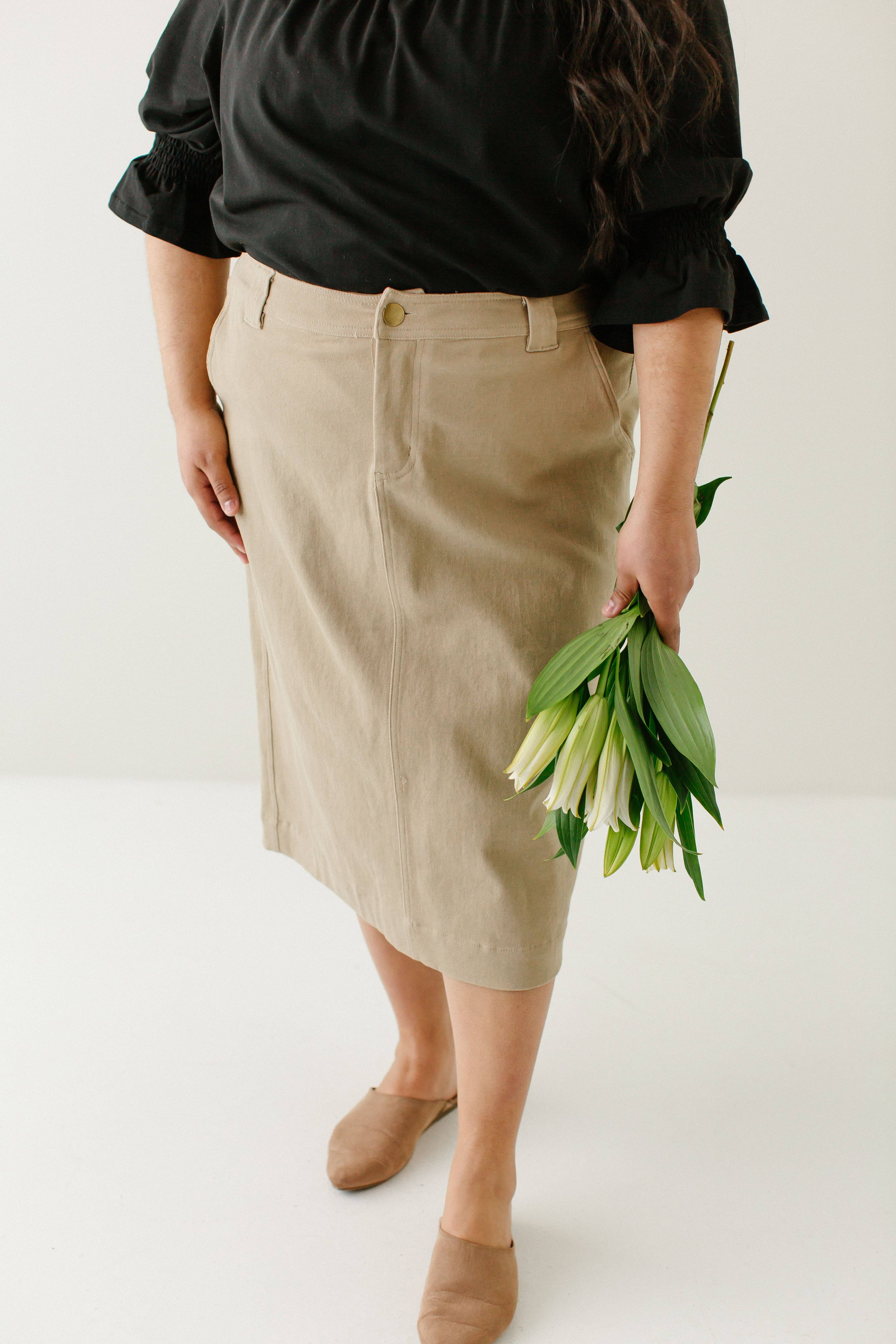 The Main Street Exchange - Wholesale Skirt - Women's - 'Adrian' Classic Denim Midi Skirt FINAL SALE14