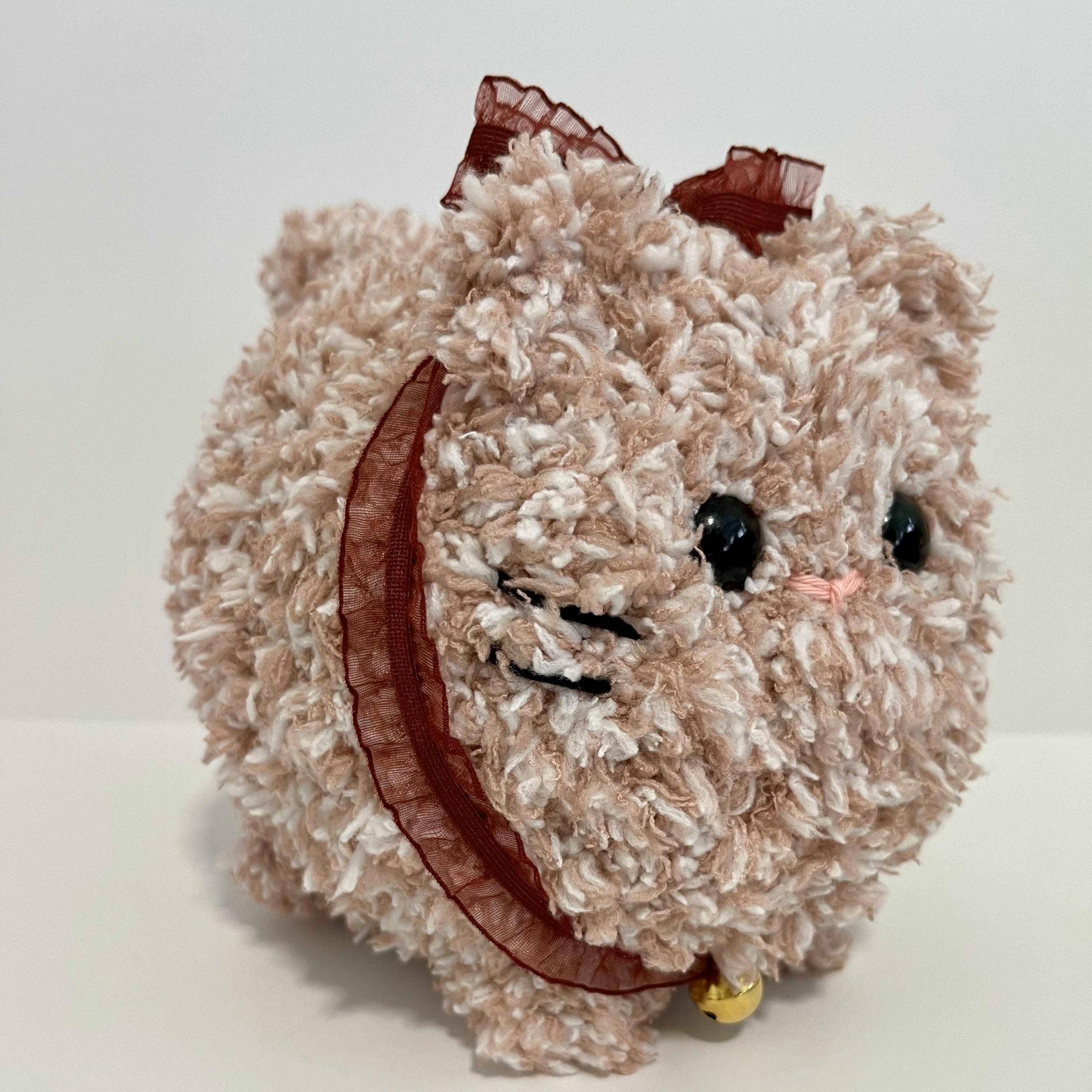 Strawberries and Cream Crochet Fluffy Loaf Cat Plushie Amigurumi for wholesale on Faire3