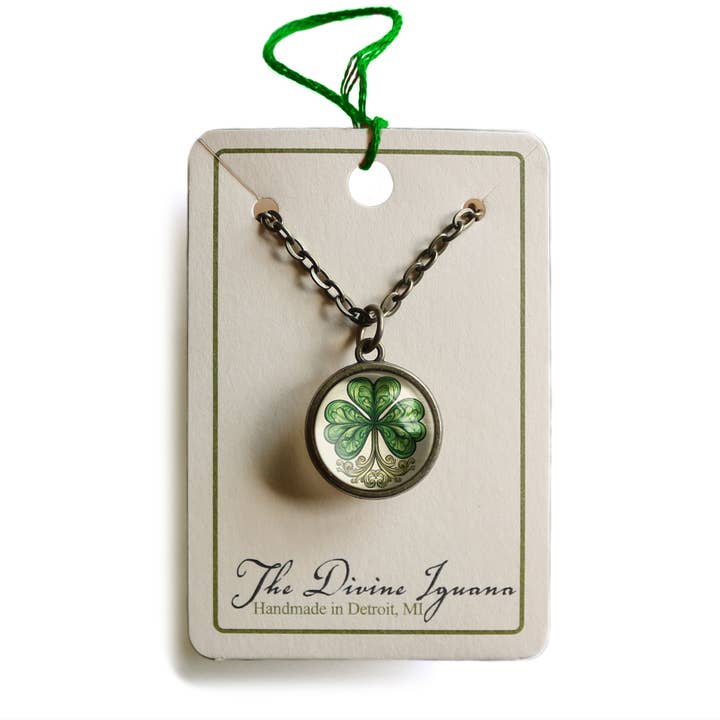 The Divine Iguana - Wholesale Pendant/Charm Necklace - Classic Shamrock Simple Reversible St Patrick's Day Necklace