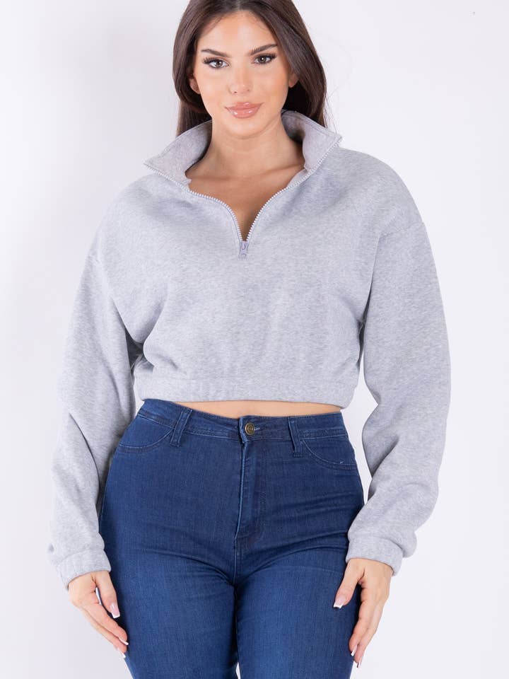 TOP DE LÃ MEIO ZÍPER por atacado de Boswell