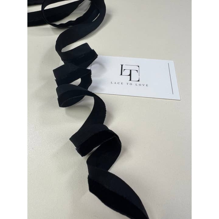 Lace To Love - Wholesale Ribbon - Gift Wrapping - Black Stretch Velvet Ribbon Sold Per Meters