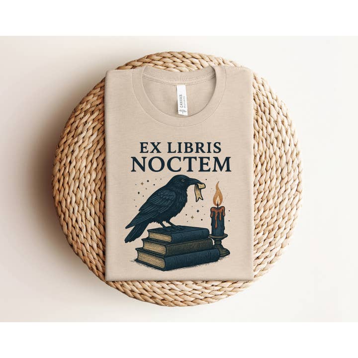 The Obstinate Octopus - Wholesale Screen Printed T-Shirt - Women's - "Ex Libris Noctem" Night Reader's T-Shirt4