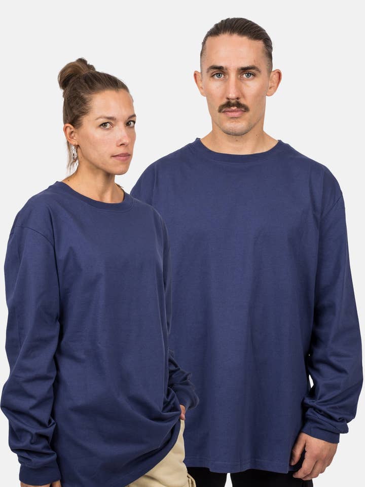 Camicia a maniche lunghe oversize - Blu navy per la vendita all'ingrosso da parte di Blackskies